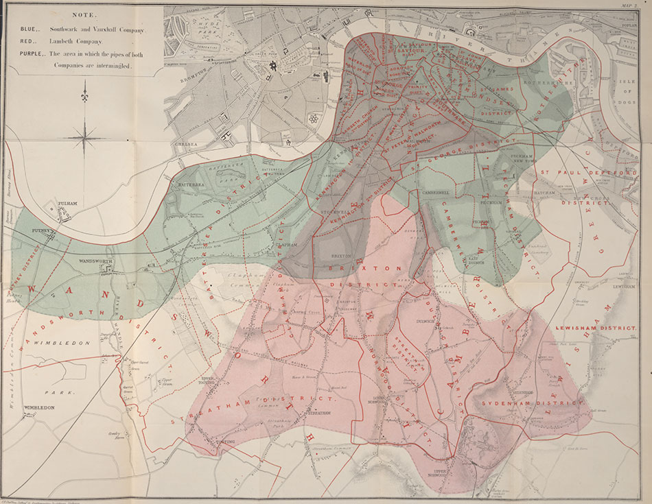 Snow's map of water supply in London